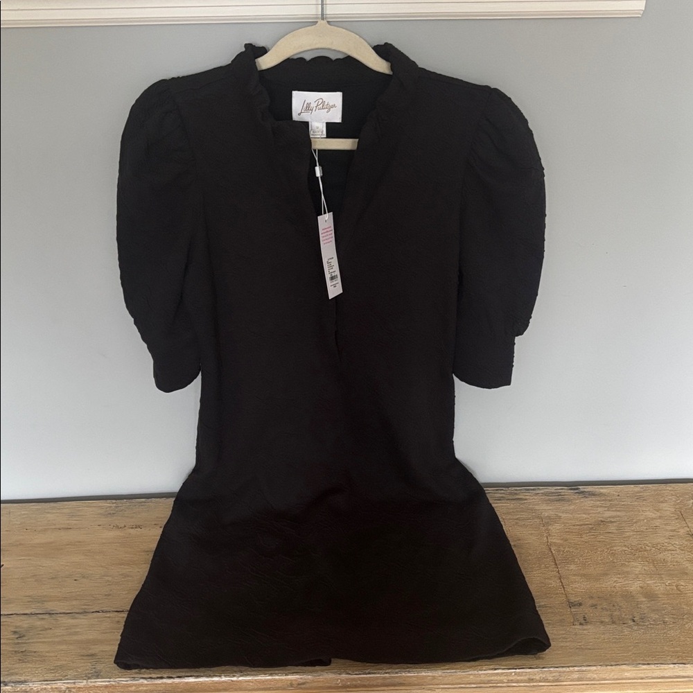 NWT Lilly Pulitzer Elegant Black Puff Sleeve Dress